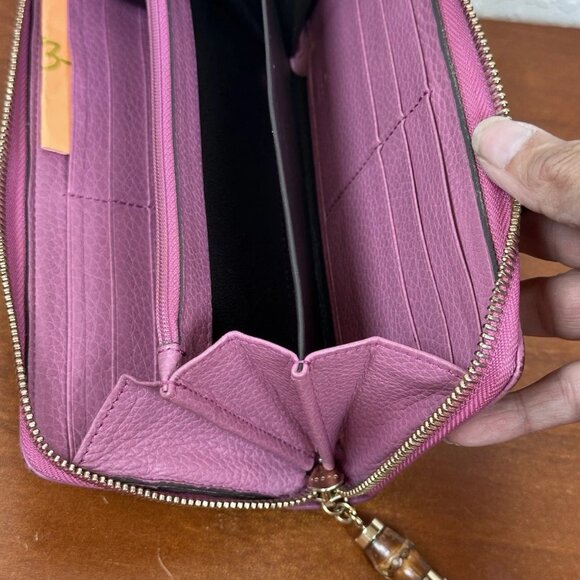 Gucci Long Wallet Zippy W/Bamboo Tassel HOT PINK - Picture 9 of 9